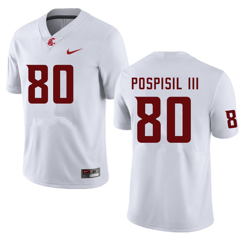 Men #80 Billy Pospisil III Washington State Cougars College Football Jerseys Sale-White - Click Image to Close